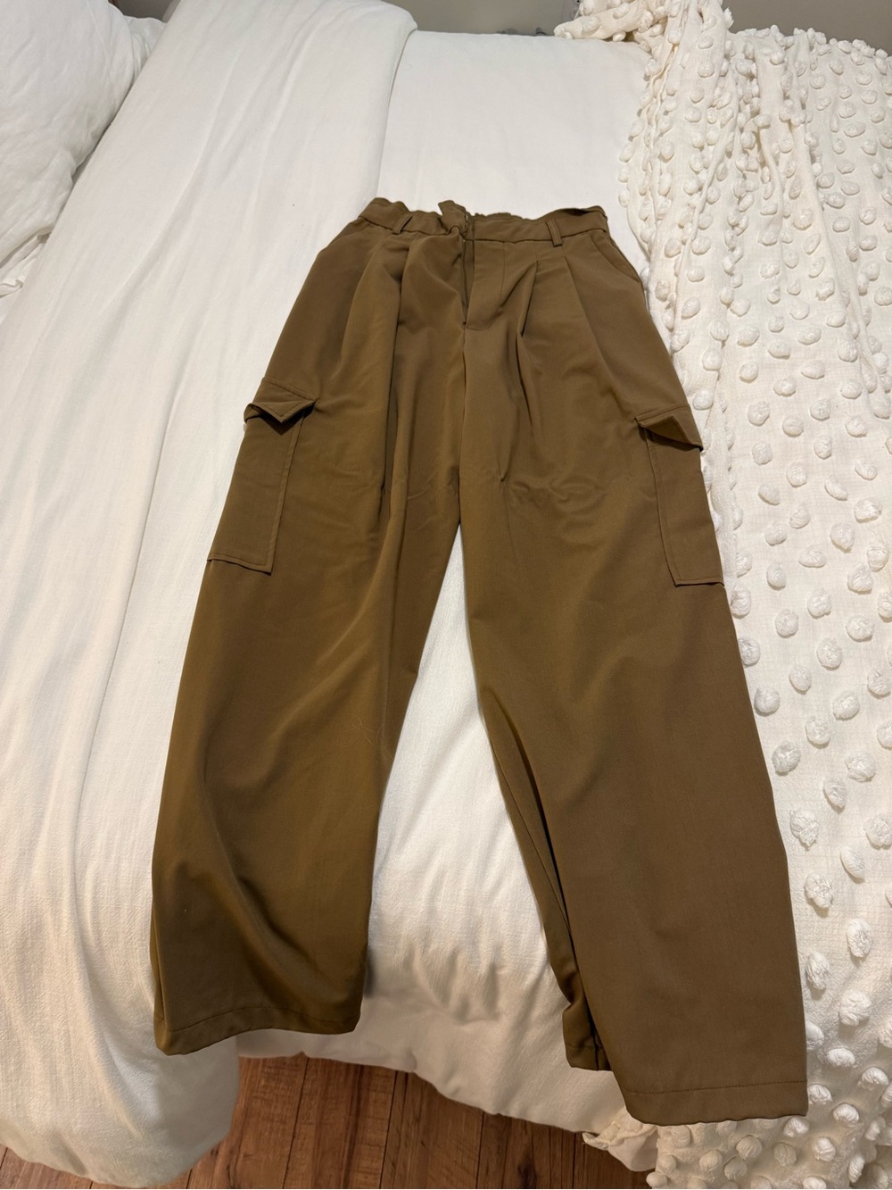 Zara Olive-Brown Wide Cargo Pants